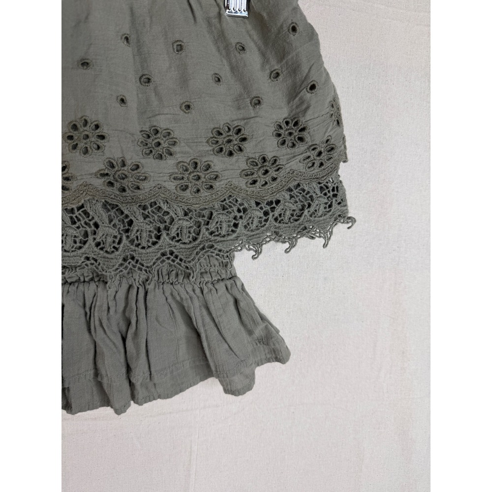 American Eagle Eyelet/Ruffle‎ Detail Off Shoulder Crop Top size Medium Green - Picture 4 of 7